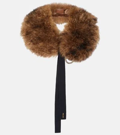 Prada Shearling Collar In Brown