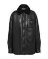 Prada Shearling Collar Button-up Jacket In Black