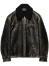 Prada Nappa Leather And Shearling Jacket In Black