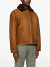 Prada Shearling-collar Suede Jacket In Brown