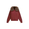 Prada Sweatshirt With A Shearling Collar In Burgundy