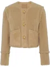 Prada Shearling Cropped Jacket In Nude