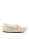 Prada Off White Slip On Loafers In Neutral