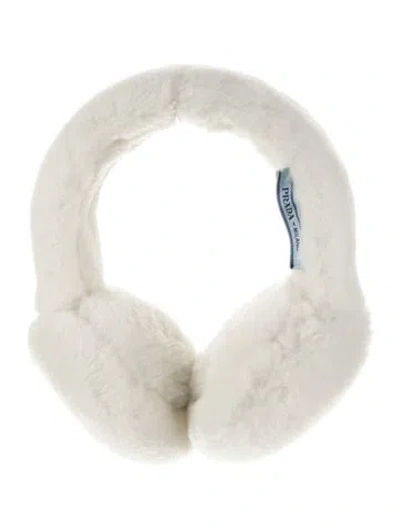 Pre-owned Prada Shearling Earmuffs In White
