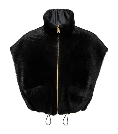 Prada Shearling Gilet In Black