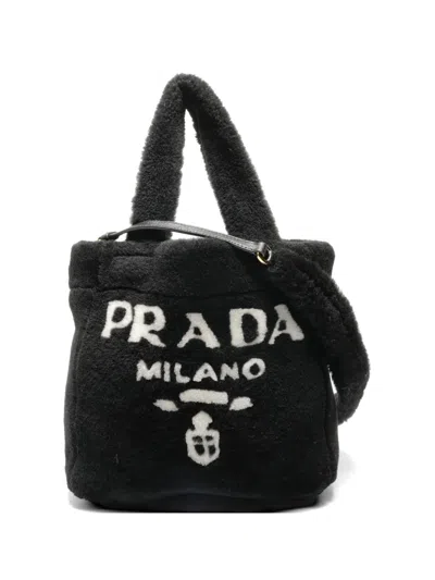 Pre-owned Prada Shearling Handbag In Black