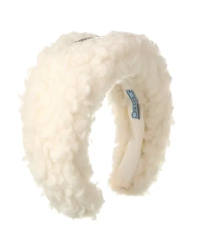 Prada Shearling Headband In White
