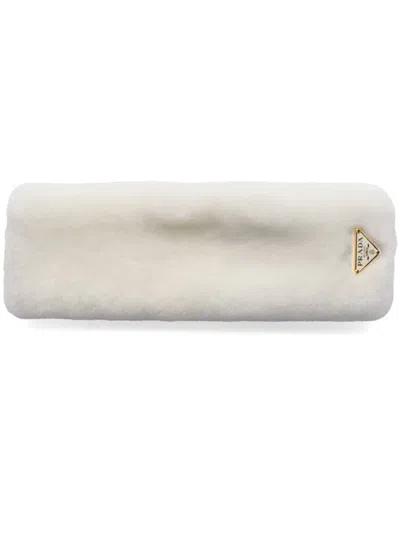 Prada Shearling Headband In White