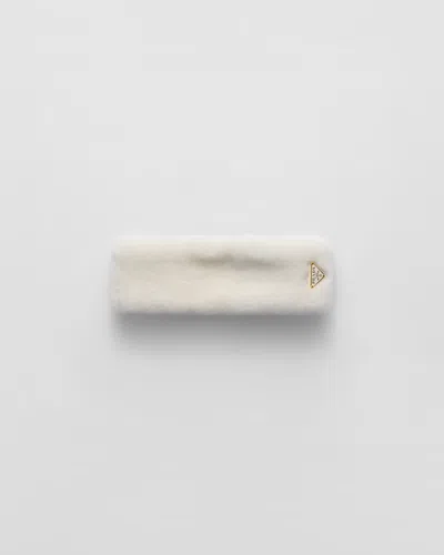 Prada Shearling Headband In White