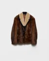 Prada Shearling Jacket In Brown