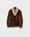 Prada Shearling Jacket In Brown