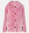 Prada Single-breasted Shearling Jacket In Pink
