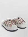 Prada Shearling Lined Mules Rubber Sole Triangle In Gray