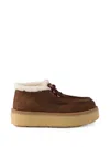 Prada Suede Chukka Boots With Shearling Lining In Black