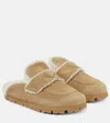 Prada Round Toe Mules Slippers Rubber Sole Stitching In Brown