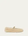 Prada Shearling Mary Jane Ballerina Flats In Multi