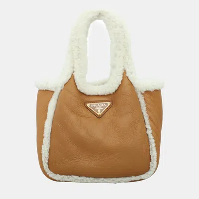 Pre-owned Prada Shearling Mini Handbag In Brown
