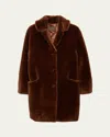 Prada Womens Brown Shearling Midi Coat In Brown