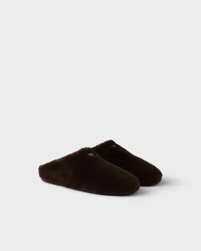 PRADA SHEARLING MULES