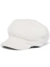 Prada Shearling Newsboy Cap In White