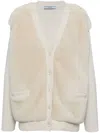 Prada Shearling-panel Cashmere Cardigan In Weiss