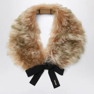 PRADA PRADA SHEARLING SHAWL WITH TIE