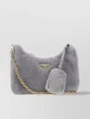 Prada Shearling Shoulder Bag Detachable Strap