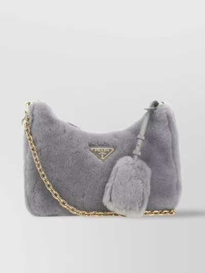 Prada Shearling Shoulder Bag Detachable Strap
