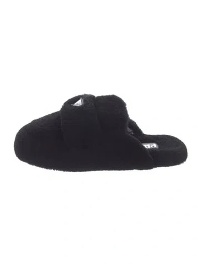 Pre-owned Prada Shearling Slippers In Black