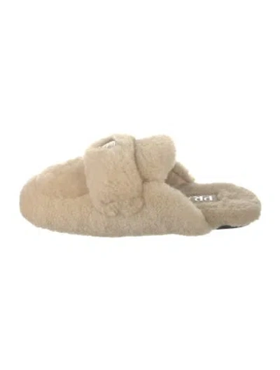 Pre-owned Prada Shearling Slippers In Neutrals