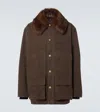 Prada Cotton Shearling-collar Jacket In Brown