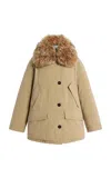Prada Shearling-trimmed Cotton Down Jacket In Brown
