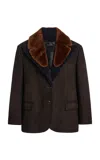 Prada Caban With Shearling Details In Brown