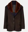 Prada Shearling-trimmed Suede Jacket In Brown