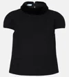 Prada Shearling-trimmed Wool Top In Schwarz