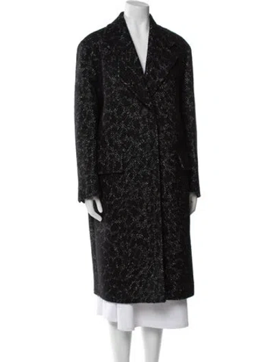 Pre-owned Prada Shearling Tweed Pattern Faux Fur Coat W/ Tags In Black