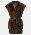 Prada Shearling Vest In Brown
