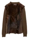 Prada Wool And Shearling Sweater In Brown