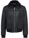 PRADA SHEARLING ZIP-UP BOMBER JACKET