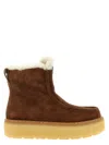 Prada Shearling-lined Suede Ankle Boot In Brown