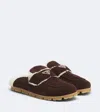 Prada Shearling-lined Suede Mules In Brown