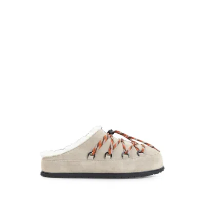 Prada Shearling-trim Lace-up Slippers In Multi