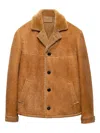 Prada Shearling Coat In Brown