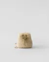 Prada Mini-pouch Aus Schafsleder In Ecru