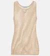 Prada Open-knit Tank Top In Burgundy