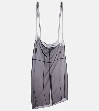 Prada Sheer Midi Skirt In Black