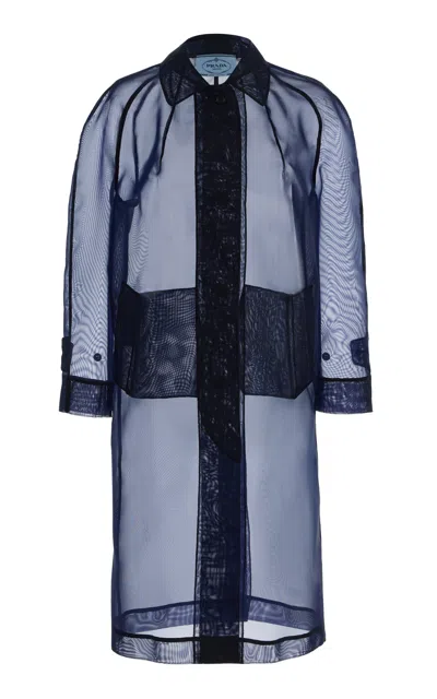 Prada Sheer Organza Coat In Blue