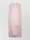 Prada Sheer Overlay Crew Neck Midi Dress