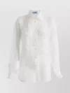 Prada Sheer Pleated Collared Neck Long Sleeves
