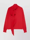 Prada Marocaine Offset Button Silk Top With Scarf In Red